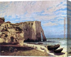 Cliff Canvas Paintings - The Cliffs of tretat After the Storm by Gustave Courbet