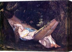 Gustave Courbet Canvas Paintings - The Hammock by Gustave Courbet