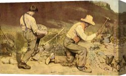 Gustave Courbet Canvas Paintings - The Stone Breakers by Gustave Courbet