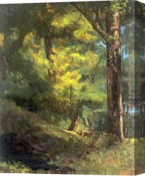 Gustave Courbet Canvas Paintings - Two Goats in the Forest by Gustave Courbet