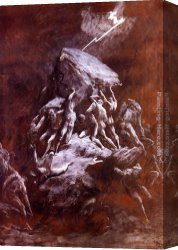 Mademoiselle De Clermont Canvas Paintings - La Chute Des Titans by Gustave Dore