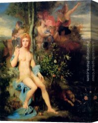 Apollo Canvas Paintings - Apollo and the Nine Muses by Gustave Moreau