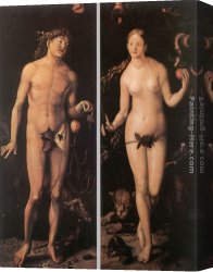 Nicolas-sebastien Adam Canvas Paintings - Adam and Eve by Hans Baldung