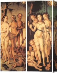 Graces Canvas Paintings - Three Ages of Man and Three Graces by Hans Baldung