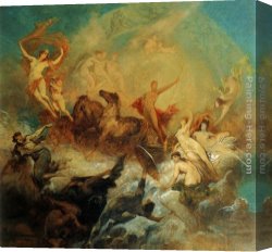 Mademoiselle De Clermont Canvas Paintings - Der Sieg des Lichts &Uuml;ber die Finsternis by Hans Makart
