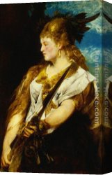 Walk Canvas Paintings - Helene Racowitza as Walk&uuml;re by Hans Makart