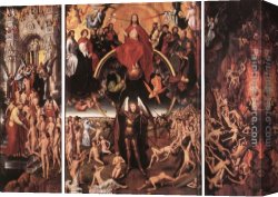 Judgment Canvas Paintings - Last Judgment Triptych (open) by Hans Memling