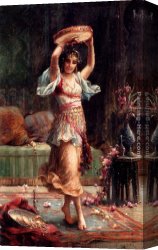 Player Canvas Paintings - The Tambourine Player by Hans Zatzka