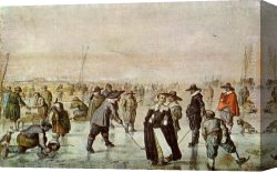 Hendrick Canvas Paintings - A Scene on the Ice by Hendrick Avercamp