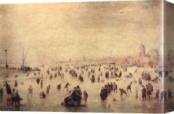 Hendrick Canvas Paintings - Skaters by Hendrick Avercamp