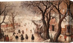Hendrick Canvas Paintings - Winter Landscape by Hendrick Avercamp