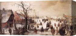 Hendrick Canvas Paintings - Winter Scene on a Canal by Hendrick Avercamp