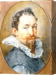 Hendrick Canvas Paintings - Self-Portrait by Hendrick Goltzius