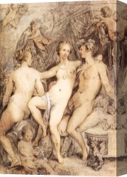 Hendrick Canvas Paintings - Venus between Ceres and Bacchus by Hendrick Goltzius