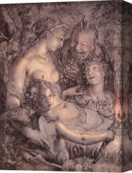 Hendrick Canvas Paintings - Without Ceres and Bacchus, Venus would Freeze by Hendrick Goltzius