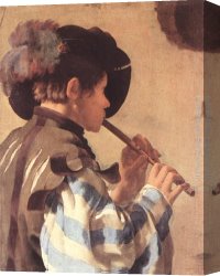 Hendrick Canvas Paintings - The Flute Player by Hendrick Terbrugghen