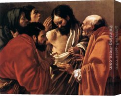 Hendrick Canvas Paintings - The Incredulity of Saint Thomas by Hendrick Terbrugghen