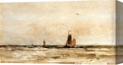 Seascape Canvas Paintings - Seascape by Hendrik Willem Mesdag