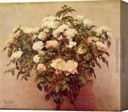 Heart of The Rose Canvas Paintings - Rose Trees White Roses by Henri Fantin-Latour