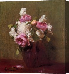 Heart of The Rose Canvas Paintings - White Peonies and Roses Narcissus by Henri Fantin-Latour