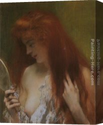 Femme Nue Couchee Canvas Paintings - Femme Resuse &agrave; la Toilette by Henri Gervex