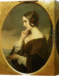 Marie Canvas Paintings - Portrait de Marie d'Agoult by Henri Lehmann