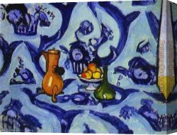 Matisse Canvas Paintings - Blue Table-Cloth by Henri Matisse