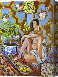 Figure Canvas Paintings - Decorative Figure  on an Ornamental Background by Henri Matisse