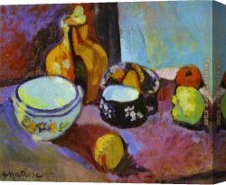 Matisse Canvas Paintings - Dishes and Fruit by Henri Matisse