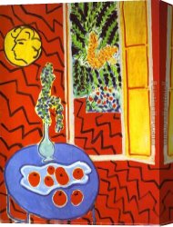 Matisse Canvas Paintings - Red Interior  Still Life on a Blue Table by Henri Matisse