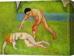 Nymph And Triton Canvas Paintings - Satyr and Nymph by Henri Matisse