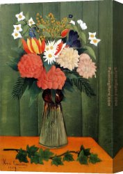 Henri Canvas Paintings - Bouquet of Flowers with an Ivy Branch by Henri Rousseau