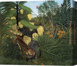 A Tiger And a Serpent Canvas Paintings - Fight Between a Tiger and a Buffalo by Henri Rousseau