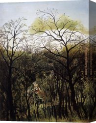 Rousseau Canvas Paintings - Rendezvous in the Forest by Henri Rousseau