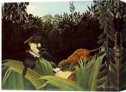 A Tiger And a Serpent Canvas Paintings - Scout Attacked by a Tiger by Henri Rousseau