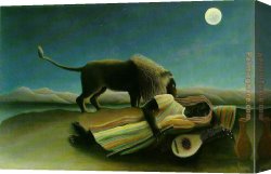 Rousseau Canvas Paintings - Sleeping Gypsy by Henri Rousseau