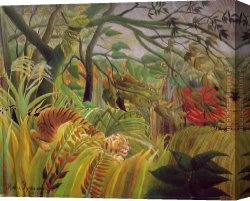 Henri Canvas Paintings - Surprise by Henri Rousseau