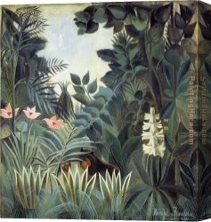 Henri Canvas Paintings - The Equatorial Jungle by Henri Rousseau