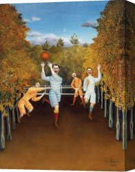 Henri Canvas Paintings - The Football Players by Henri Rousseau