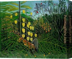 A Tiger And a Serpent Canvas Paintings - The Jungle - Tiger Attacking a Buffalo by Henri Rousseau