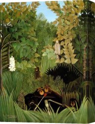 Rousseau Canvas Paintings - The Merry Jesters by Henri Rousseau