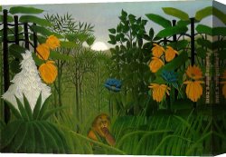 Henri Canvas Paintings - The Repast of the Lion by Henri Rousseau