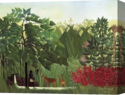 Henri Canvas Paintings - The Waterfall by Henri Rousseau
