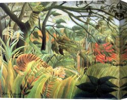 A Tiger And a Serpent Canvas Paintings - tiger in a tropical storm by Henri Rousseau