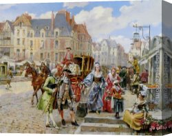 Hard Times Canvas Paintings - Paris Street in the time of Louis XIV by Henri Victor Lesur