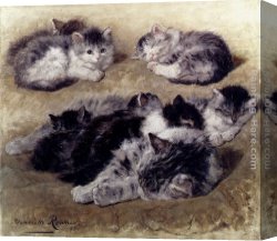 Ronner-knip Canvas Paintings - A Study Of Cats by Henriette Ronner-Knip