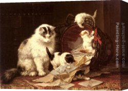 Ronner-knip Canvas Paintings - De Snippermand by Henriette Ronner-Knip