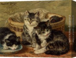 Ronner-knip Canvas Paintings - Four Kittens by Henriette Ronner-Knip