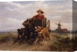 Ronner-knip Canvas Paintings - The Afternoon Ride by Henriette Ronner-Knip