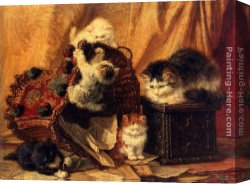 Ronner-knip Canvas Paintings - The Turned Over Waste-paper Basket by Henriette Ronner-Knip